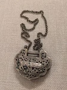 Antique Chinese Silver Lock Charm Pendant - Picture 1 of 8