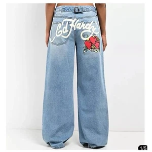 Ed Hardy Loose Fit Wide Leg 90s Damen Jeans Retro Gr. 34 US 10 Neu mit Etikett - Bild 1 von 18