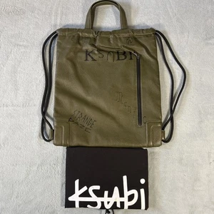 KSubi Leather Cowhide Backpack Tote Bag Slim Laptop Dust Cover Green 14x16 Goth - Picture 1 of 21