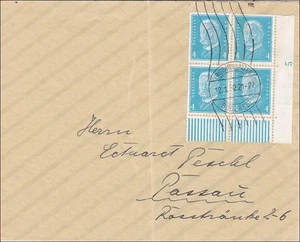 Weimar: Brief von Friedrichshafen nach Passau - Viererblock - Eckrand 1932 - Bild 1 von 2