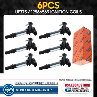 6Pcs UF375 Durable Ignition Coil 12566569, For 2005-2007 Cadillac CTS 2.8L V6 - Image 1 of 4