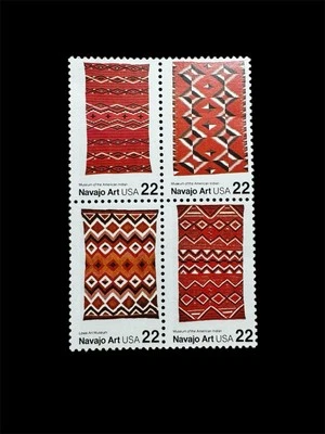 NATIVE ARTS- NAVAJO BLANKETS 22c BLOCK OF FOUR (2) STAMPS - MNH SCOTT #2235-2238 - Image 1 of 4