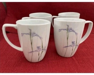 Set Of 4 Corelle Shadow Iris Porcelain 12 oz Coffee Mugs Stoneware Great Cond. - Picture 1 of 7