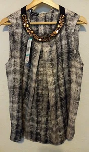Jones New York Blouse Women's 16 Sleeveless Beaded Round Neck White Casual - Picture 1 of 11