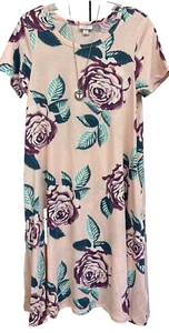 Nuevo con etiquetas Vestido Jessie Floral Flores Grandes Rosa Púrpura Verde LuLaRoe XS con Bolsillos - Imagen 1 de 10