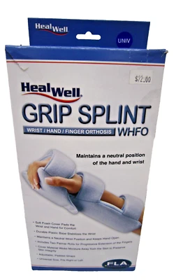 FLA Healwell Grip Splint Wrist Hand Finger Orthosis (WHFO), Left/Right, Light Bl - Image 1 of 3