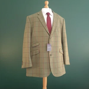 Blazer Brook Taverner Para Hombres 50/R Verde Cuadros 100% Lana Chaqueta de Un Solo Pecho - Imagen 1 de 16