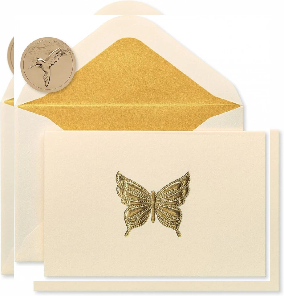 Papyrus Blank Cards With Envelopes Gold Butterfly 1 EA World Icons