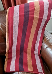Ralph Lauren Murray 100 % Baumwolle Streifen Überwurf Decke rot & orange 55" x 66" - Bild 1 von 8