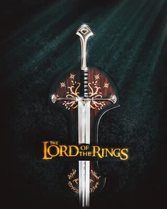 LORD OF THE RINGS- ANDURIL, FLAME OF THE WEST, SWORD OF ARAGORN (w WALL PLAQUE) - Picture 1 of 7