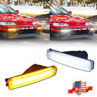 For 1990-1991 Honda CR-X / CRX Clear Switchback LED Front Bumper Signal Lights