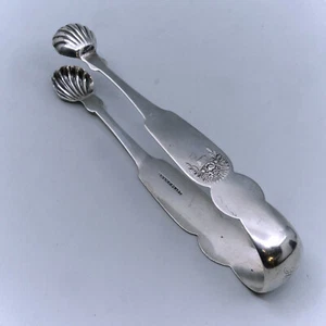 Basket of Flowers by GW & NC Platt Coin Silve Large Sugar Tongs New York "HB" - Picture 1 of 7