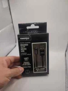 Powerxcel Rapid Charge Braided 10 Ft. Micro USB Charge & Sync Cable Brand New - Picture 1 of 4