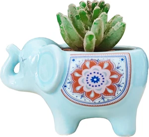 Succulent Pot, Cute 5.11 Inch Elephant Shaped Ceramic Succulent Cactus Flower... - Picture 1 of 1