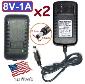 2-Pack 8V 1A AC Adapter (wall wart) Power Supply with 5.5x2.1mm Plug - Picture 1 of 9
