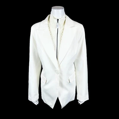 Blazer Ponte Peace Love World para Mujer con Inserto de Suéter Impecable Marfil Talla 16 Foto 1 de 2