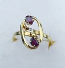 Vintage Solid 18ct Yellow Gold Purple Spinel & Diamond Dress Ring Size 6.5 M 52