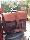 17" Leather Vintage Messenger Shoulder Men Satchel Laptop Sleeve Briefcase Bag