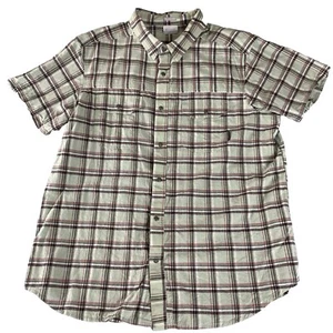 Columbia Mens Lt Green Red Short Sleeve Pearl Snaps Button Up Sz Size XL Plaid - Imagen 1 de 6