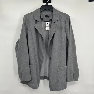 NWT Lane Bryant Blazer Women’s Sz 18 Gray Jacket Pockets Single Button Stretch - Picture 1 of 11