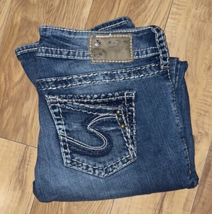 Silver Suki Studded Dark Wash Mid Rise Boot Cut Jeans Womens W29 L33 - Picture 1 of 8