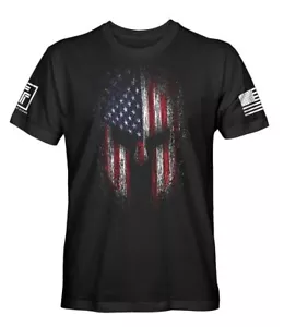 American Spartan Military Flag Patriotic USA T-Shirt - Picture 1 of 9
