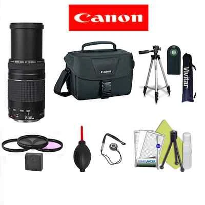 CANON EF 75-300mm LENS + CASE + REMOTE+TRIPOD FOR CANON EOS REBEL 7D 6D T5 T3 T4 - Image 1 of 4