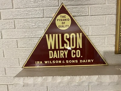 C1949 Raro Escaso Vintage Acero Ira Wilson Dairy Co. Signo La Pirámide de la Calidad Foto 1 de 4