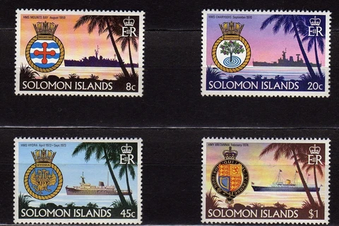 SOLOMON ISLANDS #435-438 MNH NAVAL SHIPS & CRESTS Cover