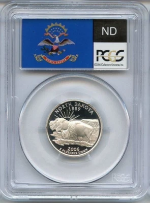 :2006-S S25C WASHINGTON NORTH DAKOTA QUARTER PCGS PR 70 DCAM SILVER R3 TOP-POP - Image 1 of 2