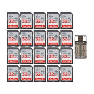 SanDisk 32GB Ultra SDHC UHS I Memory Card w High Speed USB Card Reader 20 Pack - Picture 1 of 3