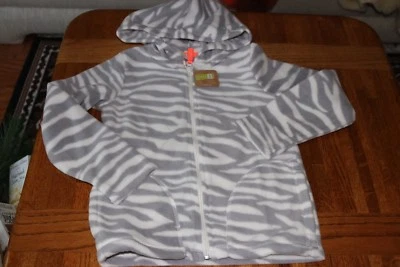 Moletom com capuz de lã com estampa de zebra cinza e branco Children Place Girls novo com etiquetas tamanho M - Imagem 1 de 2
