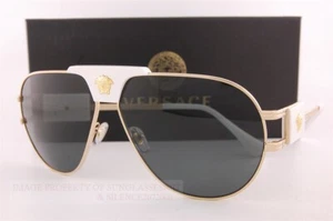 Brand New VERSACE Sunglasses VE 2252 1471/87 White Gold/Gray for Men Women - Picture 1 of 5