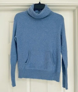 MAX STUDIO 100% 2 Ply Blue Cashmere Turtleneck With Pocket Sweater Size Small - Picture 1 of 6