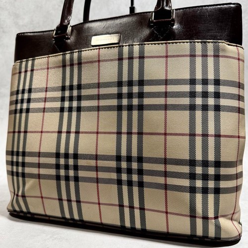 Borsa a mano Burberry Nova check tote targhetta logo colore beige donna articoli moda