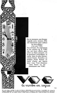 Reloj Pulsera Art Deco Vog La Montre En Vogue Francés Original 1930 Revista Anuncio - Imagen 1 de 1