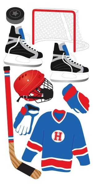 Pegatinas para álbumes de recortes Sandylion hockey red patines palo disco azul jersey casco Foto 1 de 1