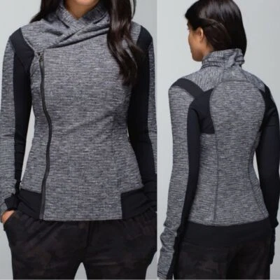 Lululemon Bhakti 瑜伽夹克修身弹力后锻炼黑色/灰色 6 码 — 第 1/4 张图片