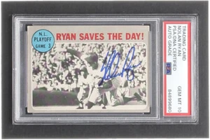 RARE Nolan Ryan Signed 1970 Topps #197 "Ryan Saves Day" NL Playoff Game 3 PSA 10 - Picture 1 of 2