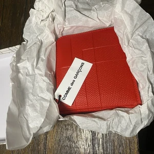 Comme des Garcons SA3100LS Intersection Embossed Red Cowhide Leather Wallet - Bild 1 von 8