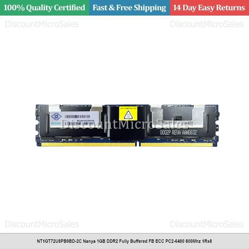NT1GT72U8PB9BD-2C Nanya 1GB DDR2 Fully Buffered FB ECC PC2-6400 800Mhz 1Rx8 - Image 1 of 1