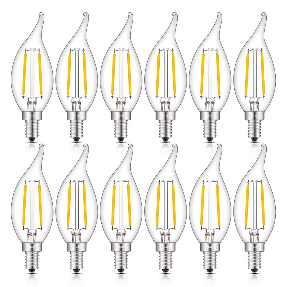LED Candelabra Bulb 25W Equivalent 250LM, 3000K Soft White 2W LED Chandelier ... - Image 1 of 4