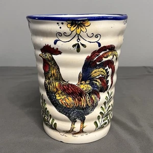 "Florero gallo de cerámica pintado a mano de colección/soporte de cuchara de madera colorido 5,75 x 7,25""" - Imagen 1 de 8