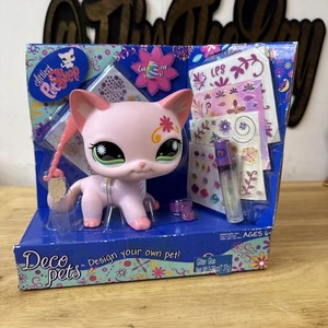 LPS Jumbo 5" Bobblehead Pink Cat Green Eyes Littlest Pet Shop 2008 Rare Art Deco - Picture 1 of 12
