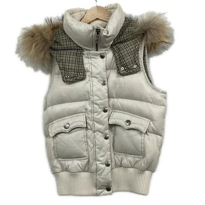 Used Burberry Blue Label Down Vest Fur/Checked/Autumn/Winter White Multi - image 1 of 4