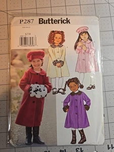 287 Butterick Girls Size 6-7-8 Coat Hat Muff Sewing Pattern Uncut FF New - Picture 1 of 2