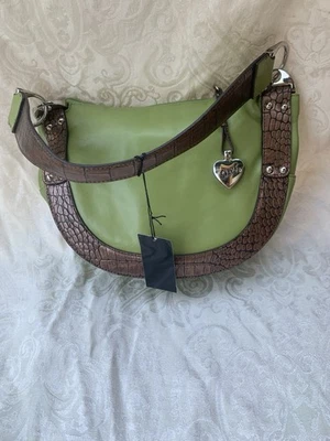 Y2K NWT Sharif Hobo Bag lime Green with Brown faux Crocodile trim - Image 1 of 4