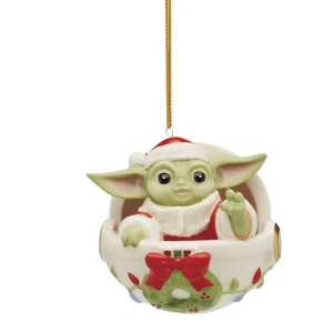 Lenox Grogu Weihnachtsschmuck süße Star Wars Figur im Schwebewagen - Bild 1 von 4