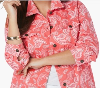 Chaqueta vaquera Jessica London para mujer Plus algodón de mezclilla boho cachemira talla 24W Foto 1 de 4