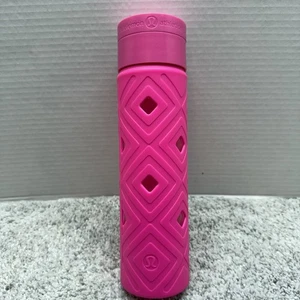 Botella de agua potable de vidrio de silicona rosa Lululemon Pure Focus gimnasio de viaje - Imagen 1 de 7